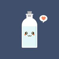 kawaii and cute character chemical bottle flat design vector illustration. Science experiment, research laboratory elements flat style., Chemistry, biology, physics, pharmaceutics, medical