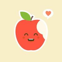 bitten apple characters design illustrations. Fruits Characters Collection Vector illustration of a funny and smiling apple character.