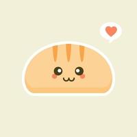 lindas rebanadas de pan de dibujos animados con caras kawaii. puede usar este emoji para menú en restaurante o cafetería, panadería, pastelería, tienda, restaurante, vector