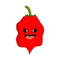 carolina reaper, el personaje de dibujos animados de ají más caliente con cara de miedo. puede usarse para mascota, perfecto para logo, web, ilustración impresa, culinaria, restaurante, cocina. diseño plano del segador de carolina vector