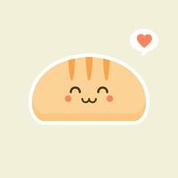 lindas rebanadas de pan de dibujos animados con caras kawaii. puede usar este emoji para menú en restaurante o cafetería, panadería, pastelería, tienda, restaurante, vector