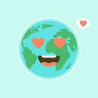 emoji lindo y divertido de la tierra del mundo que muestra emociones de personajes coloridos ilustraciones vectoriales. la tierra, salvar el planeta, ahorrar energía, el concepto del día de la tierra vector