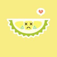 Funny and kawaii durian fruits. Cute Durian character with face expression and emoji . Vector illustration. Use for card, poster, banner, web design and print on t-shirt. Easy to edit.