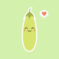 Cute and kawaii eggplant character. Vector illustration of eggplant. isolated object on a color background. Vegetarianism, vegan, mascot, healthy food, organic vegetables . For restaurant, culinary