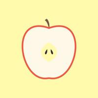 slice of apple flat design vector illustration. sliced apple