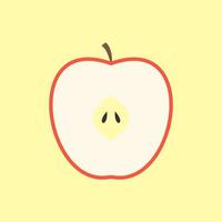 slice of apple flat design vector illustration. sliced apple