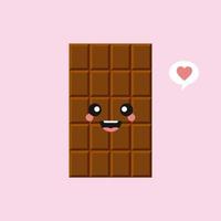 lindos y divertidos personajes de barra de chocolate que muestran varias emociones, ilustración vectorial de dibujos animados aislada en el fondo de color. personajes de barra de chocolate kawaii, mascotas, emoticonos y emoji para web vector