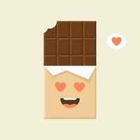 lindos y divertidos personajes de barra de chocolate que muestran emociones, ilustración vectorial de dibujos animados aislada en el fondo de color. personajes de barra de chocolate kawaii, mascotas, emoticonos y emoji para web vector