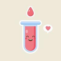 Blood drop character. Cute style blood drop icon. Illustration vector. kawaii Blood donor vector illustration
