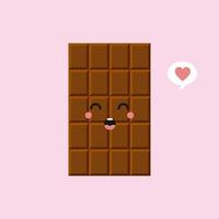 lindos y divertidos personajes de barra de chocolate que muestran varias emociones, ilustración vectorial de dibujos animados aislada en el fondo de color. personajes de barra de chocolate kawaii, mascotas, emoticonos y emoji para web vector