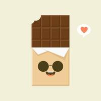 lindos y divertidos personajes de barra de chocolate que muestran emociones, ilustración vectorial de dibujos animados aislada en el fondo de color. personajes de barra de chocolate kawaii, mascotas, emoticonos y emoji para web vector