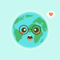 emoji lindo y divertido de la tierra del mundo que muestra emociones de personajes coloridos ilustraciones vectoriales. la tierra, salvar el planeta, ahorrar energía, el concepto del día de la tierra vector