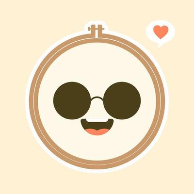 Cute And Kawaii Embroidery Hoop Vector Art Illustration. Brown wooden hoop for embroidery. Cross Stitch Hoop Icon, Frame Hoop For Needle Work,