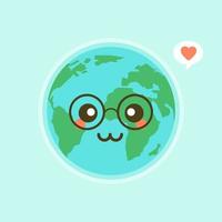 emoji lindo y divertido de la tierra del mundo que muestra emociones de personajes coloridos ilustraciones vectoriales. la tierra, salvar el planeta, ahorrar energía, el concepto del día de la tierra vector