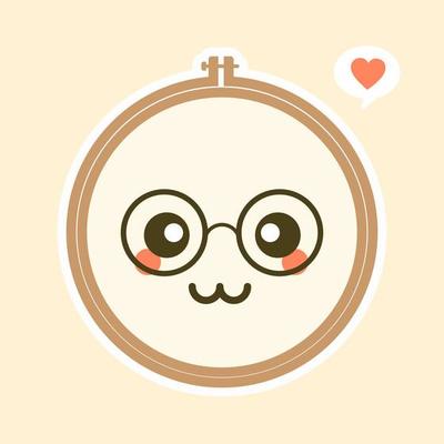 Cute And Kawaii Embroidery Hoop Vector Art Illustration. Brown wooden hoop for embroidery. Cross Stitch Hoop Icon, Frame Hoop For Needle Work,