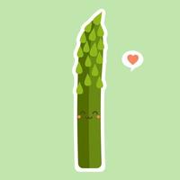 cute asparagus character cartoon mascot vegetable healthy food concept isolated vector illustration. High protein resource. Vegan food. Use as vegetarian recipe, agricultural harvest