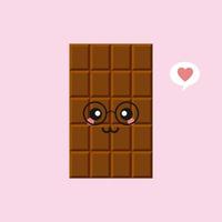 lindos y divertidos personajes de barra de chocolate que muestran varias emociones, ilustración vectorial de dibujos animados aislada en el fondo de color. personajes de barra de chocolate kawaii, mascotas, emoticonos y emoji para web vector