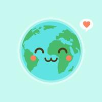 emoji lindo y divertido de la tierra del mundo que muestra emociones de personajes coloridos ilustraciones vectoriales. la tierra, salvar el planeta, ahorrar energía, el concepto del día de la tierra vector