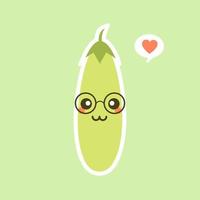 Cute and kawaii eggplant character. Vector illustration of eggplant. isolated object on a color background. Vegetarianism, vegan, mascot, healthy food, organic vegetables . For restaurant, culinary