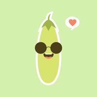 Cute and kawaii eggplant character. Vector illustration of eggplant. isolated object on a color background. Vegetarianism, vegan, mascot, healthy food, organic vegetables . For restaurant, culinary