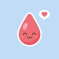 lindo personaje de gota de sangre sonriente feliz. diseño de icono de ilustración de dibujos animados de estilo plano de moda moderno vectorial. aislado sobre fondo de color. vector