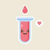 carácter de gota de sangre. icono de gota de sangre de estilo lindo. ilustración vectorial Ilustración de vector de donante de sangre kawaii