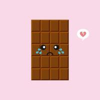 lindos y divertidos personajes de barra de chocolate que muestran varias emociones, ilustración vectorial de dibujos animados aislada en el fondo de color. personajes de barra de chocolate kawaii, mascotas, emoticonos y emoji para web vector