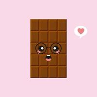 lindos y divertidos personajes de barra de chocolate que muestran varias emociones, ilustración vectorial de dibujos animados aislada en el fondo de color. personajes de barra de chocolate kawaii, mascotas, emoticonos y emoji para web vector