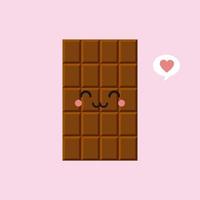 lindos y divertidos personajes de barra de chocolate que muestran varias emociones, ilustración vectorial de dibujos animados aislada en el fondo de color. personajes de barra de chocolate kawaii, mascotas, emoticonos y emoji para web vector