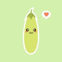 Cute and kawaii eggplant character. Vector illustration of eggplant. isolated object on a color background. Vegetarianism, vegan, mascot, healthy food, organic vegetables . For restaurant, culinary