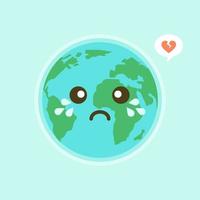 emoji lindo y divertido de la tierra del mundo que muestra emociones de personajes coloridos ilustraciones vectoriales. la tierra, salvar el planeta, ahorrar energía, el concepto del día de la tierra vector