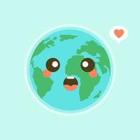 emoji lindo y divertido de la tierra del mundo que muestra emociones de personajes coloridos ilustraciones vectoriales. la tierra, salvar el planeta, ahorrar energía, el concepto del día de la tierra vector