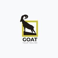 big horn goat on the box logo. silhouette goat logo isolated on white background vector