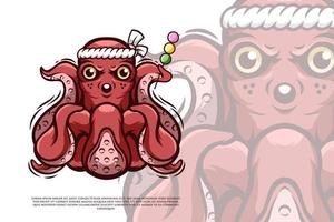 Octopus Character in Japanese Style vector