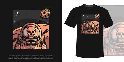 Skull Astronaut In Mars Illustration vector