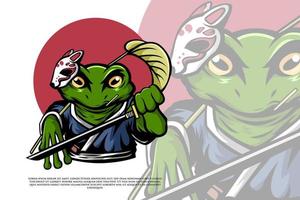 Frog Samurai in Japanese Style Illustration vector