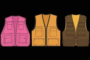 Set of chest vest bag coloring vector, chest vest bag in a sketch style, vector Illustration.