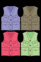 Set of chest vest bag coloring vector, chest vest bag in a sketch style, vector Illustration.