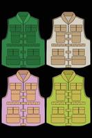 Set of chest vest bag coloring vector, chest vest bag in a sketch style, vector Illustration.