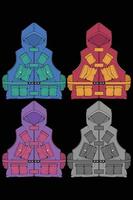 Set of chest vest bag coloring vector, chest vest bag in a sketch style, vector Illustration.