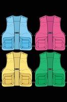 Set of chest vest bag coloring vector, chest vest bag in a sketch style, vector Illustration.