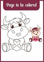 coloring book for kid cute bison vector