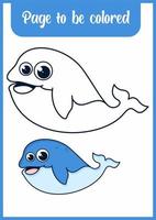 coloring book for kid cute whale vector