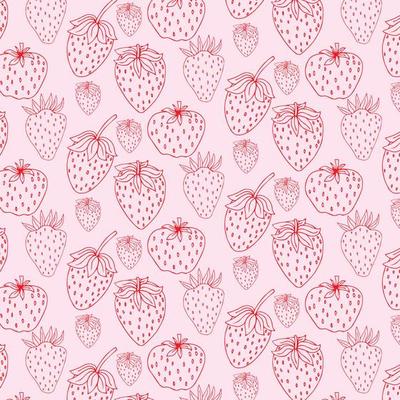 Strawberry Pattern- Pink Background Wrapping Paper by Studio