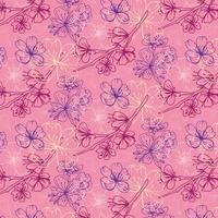 sakura blossom, leaf and branches seamless pattern on white background. vector