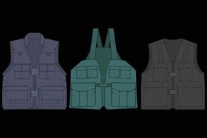 Set of chest vest bag coloring vector, chest vest bag in a sketch style, vector Illustration.