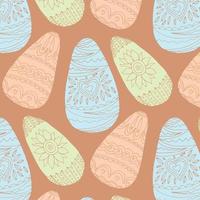 Simple Happy Easter seamless vector pattern. Various painted stylized tiny eggs regular texture. Flat design Easter, spring background. Template for cards, greetings.
