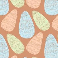 Simple Happy Easter seamless vector pattern. Various painted stylized tiny eggs regular texture. Flat design Easter, spring background. Template for cards, greetings.