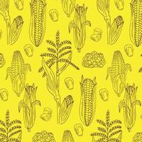 Vector pattern with ripe corn cobs. Beautiful exotic collection for your design in minimal style. Perfect for fabric, textile, wrapping paper and other decoration design.