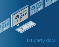 first party data Data collected directly from customers, vector. vector
